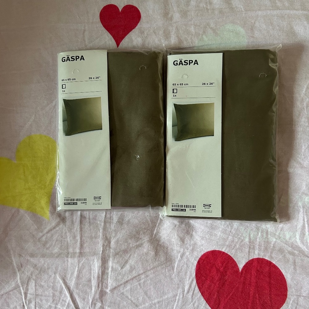 Two Square Pillow Covers Grey IKEA GÄSPA New